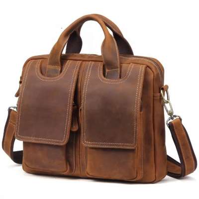 Men's Leather Durable Briefcase,16" Laptop Bag